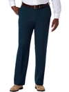 Haggar Men's Big & Tall Cool 18 Pro Classic-fit Expandable Waist Flat Front Stretch Dress Pants In Blue