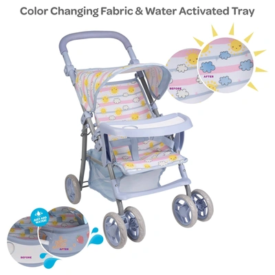 Adora Snack N Go Baby Doll Stroller With Color-changing Shade & Tray - Sunny Days Blue