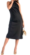 ELAN MIDI HALTER DRESS IN BLACK