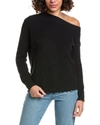 Minnie Rose Shaker Off-the-shoulder Cashmere-blend Sweater In Black
