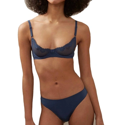 Timpa Lingerie Duet Lace Underwire Demi Bra In Dark Denim In Blue