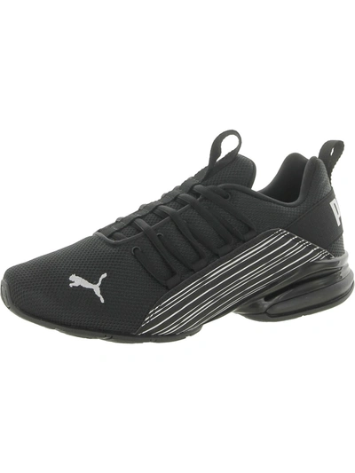 Puma Axelion Linear Lines Mens Gym Performance Running Shoes In Black