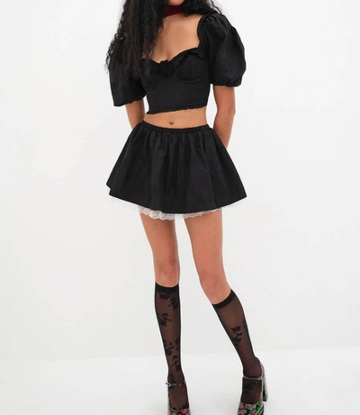 For Love & Lemons Maye Mini Skirt In Black