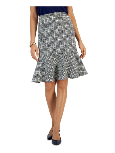 Kasper Womens Tweed Flounce Pencil Skirt In Multi