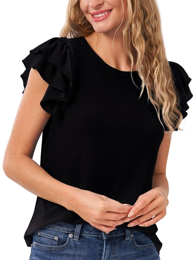 Cece Womens Gathered Ruffled Blouse In Black