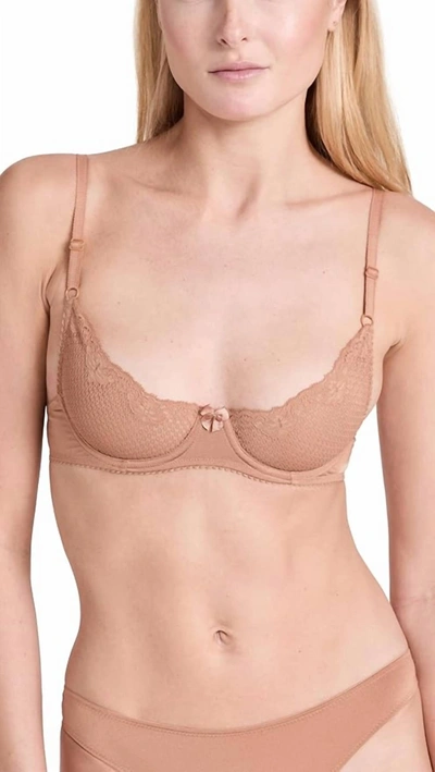 Timpa Lingerie Duet Lace Underwire Demi Bra In Caramel In Brown