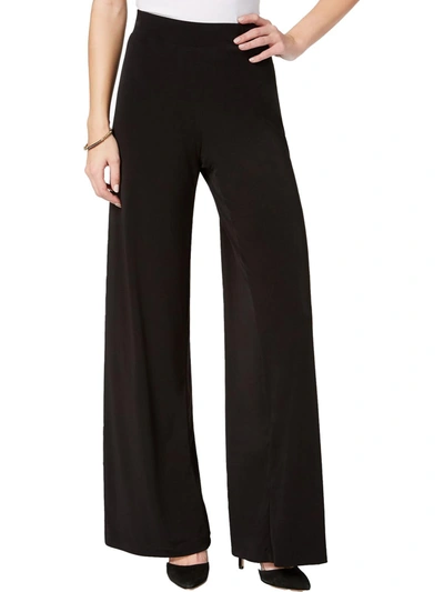 Ny Collection Petites Womens Office Mid-rise Palazzo Pants In Black