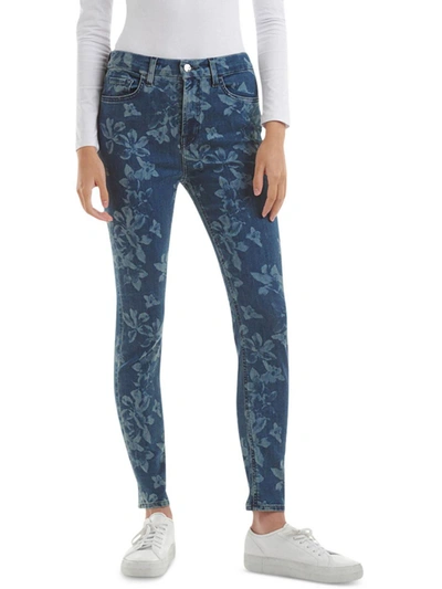 JEN7 WOMENS FLORAL HIGH-RISE SKINNY JEANS