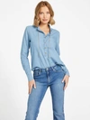 Guess Factory Palmia Chambray Top In Blue