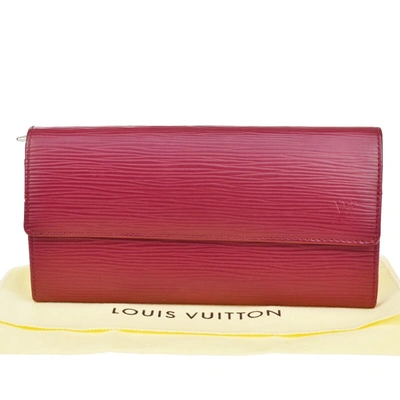Pre-owned Louis Vuitton Portefeuille Sarah Leather Wallet () In Pink