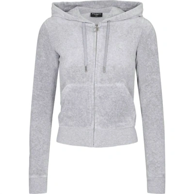 Juicy Couture Robertson Logo-embroidered Velour Hoody In Grey