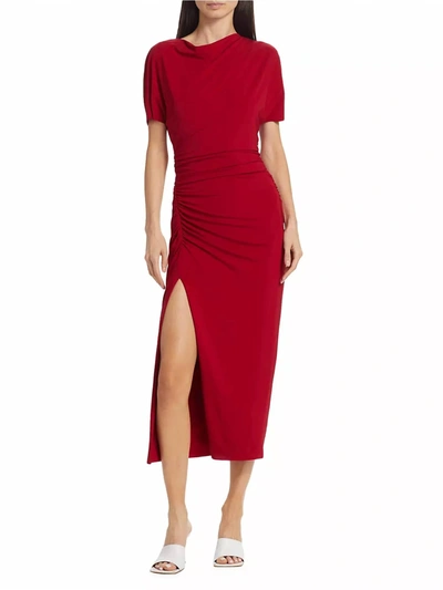 Jason Wu Collection Shirred Jersey Cowl Neck Gown In Red