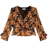 RIXO LONDON WILLOW V-NECK RUFFLED MIX BLOUSE TOP IN SIENNA STARLET FLORAL