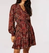 APRICOT PAISLEY SHIMMER DRESS IN RUST