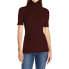 Three Dots Cleo Turtleneck Viscose Top Shirt In Bordeauxx In Multi