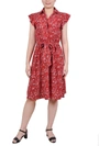 Ny Collection Petites Womens Woven Floral Fit & Flare Dress In Multi