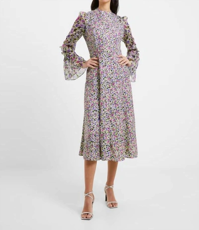 French Connection Alezzia Ely Floral Jacquard Long Sleeve Dress In Multi