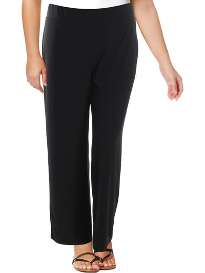 Ny Collection Womens Stretch Flat Front Wide Leg Pants In Black