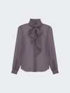 Saint Laurent Women's Blouse In Silk Muslin Crepe In Amethyste Fume