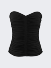Saint Laurent Strapless Ruched Crepe-jersey Bustier Top In Black