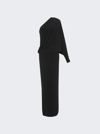 Saint Laurent One-sleeve Draped Cashmere Maxi Dress In Black