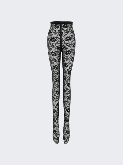 Saint Laurent High-rise Lace Tights In Black