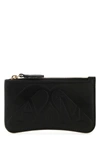 Alexander Mcqueen Women Black Leather Card Holder In Black