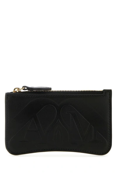 Alexander Mcqueen Women Black Leather Card Holder