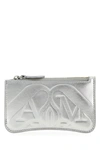 Alexander Mcqueen Streamlined Metallic Leather Wallet In Silver