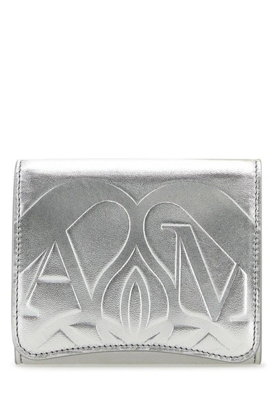 Alexander Mcqueen Woman Silver Leather Wallet