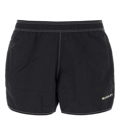 Isabel Marant Vicente Logo Embroidered Swim Shorts In Black
