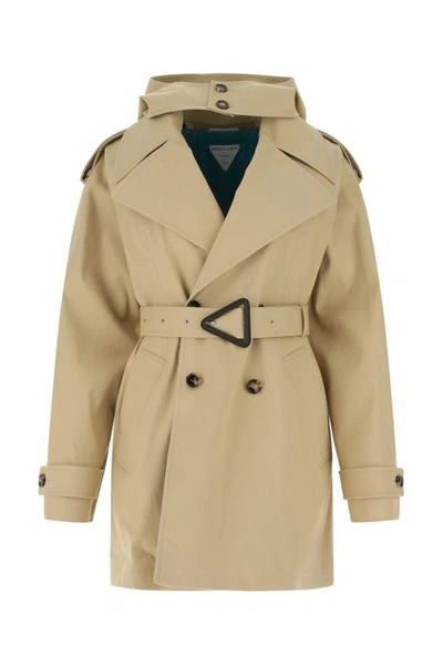Bottega Veneta Cappuccino Stretch Cotton Trench Coat In Beige