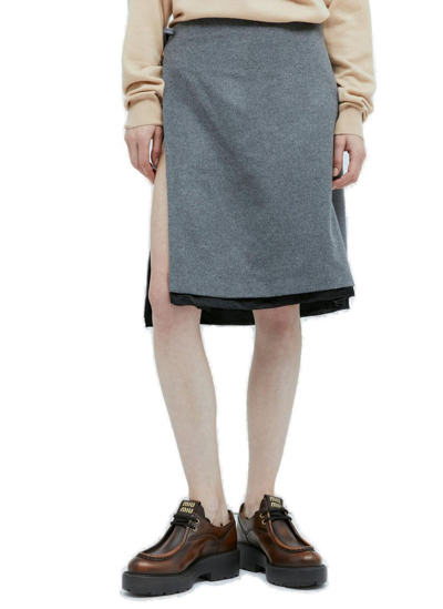 Miu Miu Velour Midi Skirt In Grey