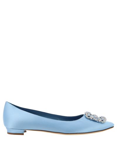 Manolo Blahnik Hangisiflat Ballet Flats In Lightblue