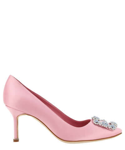 Manolo Blahnik 70mm Hangisi Satin Pumps In Pink
