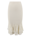 Bottega Veneta Ribbed Pleated Cotton-blend Midi Skirt In White