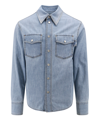 Bottega Veneta Bleached Light Denim Shirt In Blue