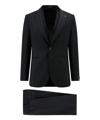Tagliatore Virgin Wool Suit With Vest With Five Buttons In Black