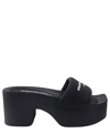 Alexander Wang Sandalo Slide Platform Con Logo In Black