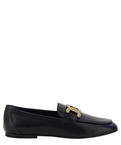Tod's Tod`s Leather Loafers In Nero