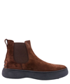 Tod's Brown Suede Ankle Boots With Elastic Side Panels In Brown