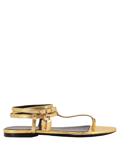 Tom Ford Padlock Thong Sandal In Gold