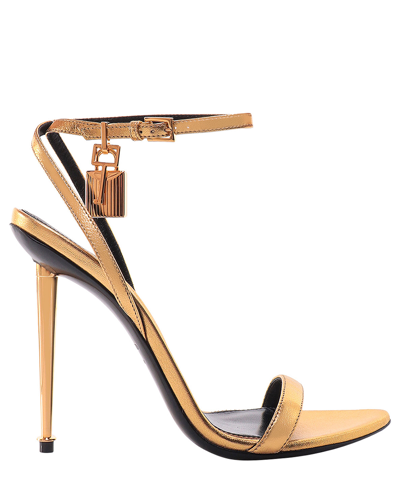 Tom Ford Padlock Pointy Heeled Sandals In Gold