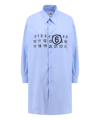 Mm6 Maison Margiela Cotton Poplin Logo Mini Shirt Dress In Blue
