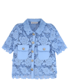 Self-portrait Cord-laced Unlined Shirt In Blue