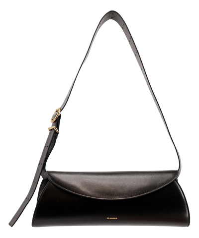 Jil Sander Mini Cannolo Shoulder Bag In Black