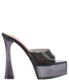 Amina Muaddi Dalida Glass 140mm Translucent Platform Mules In Black