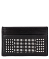 Alexander Mcqueen Black Card-holder With Silver-finished Studs In Leather Man In Black