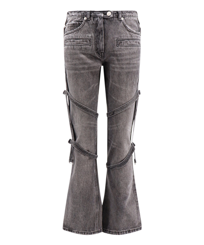 Courrèges Multi-strap Flared Jeans In Grey