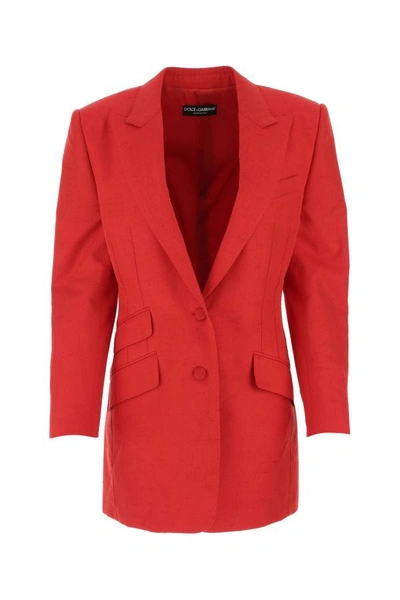 Dolce & Gabbana Woman Blazer Red Size 6 Silk, Cotton